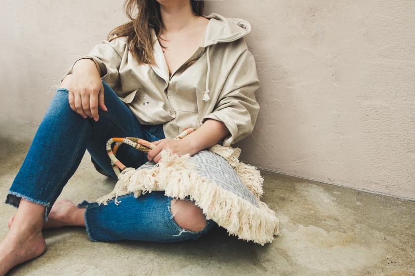 Jacke Verpass / Jeans Silver / Boho-Tasche Bijou Brigitte